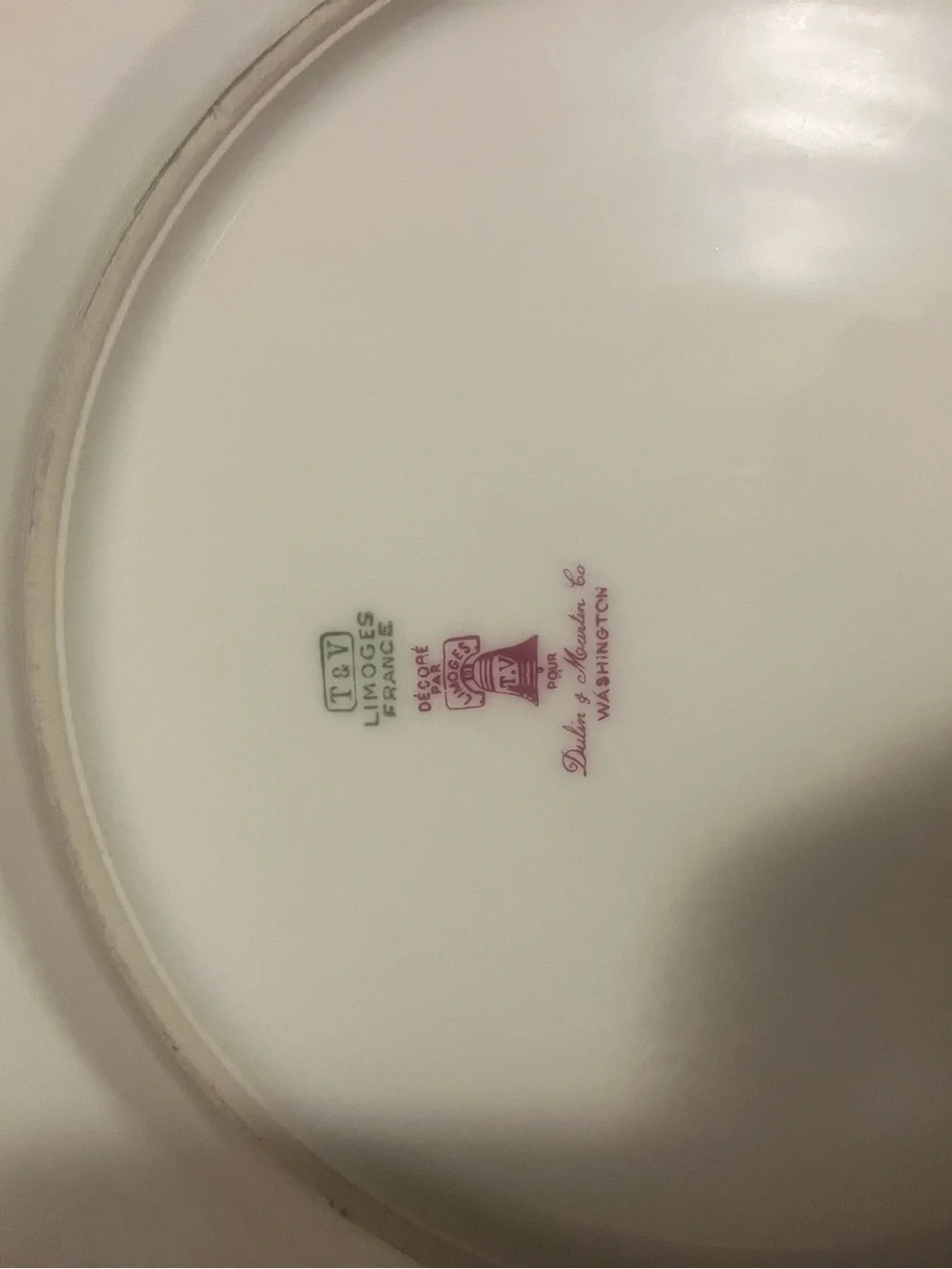Set of 2 Antique T&V Limoges France Gold Rim Dinner Plates Dulin & Martin 10.5”